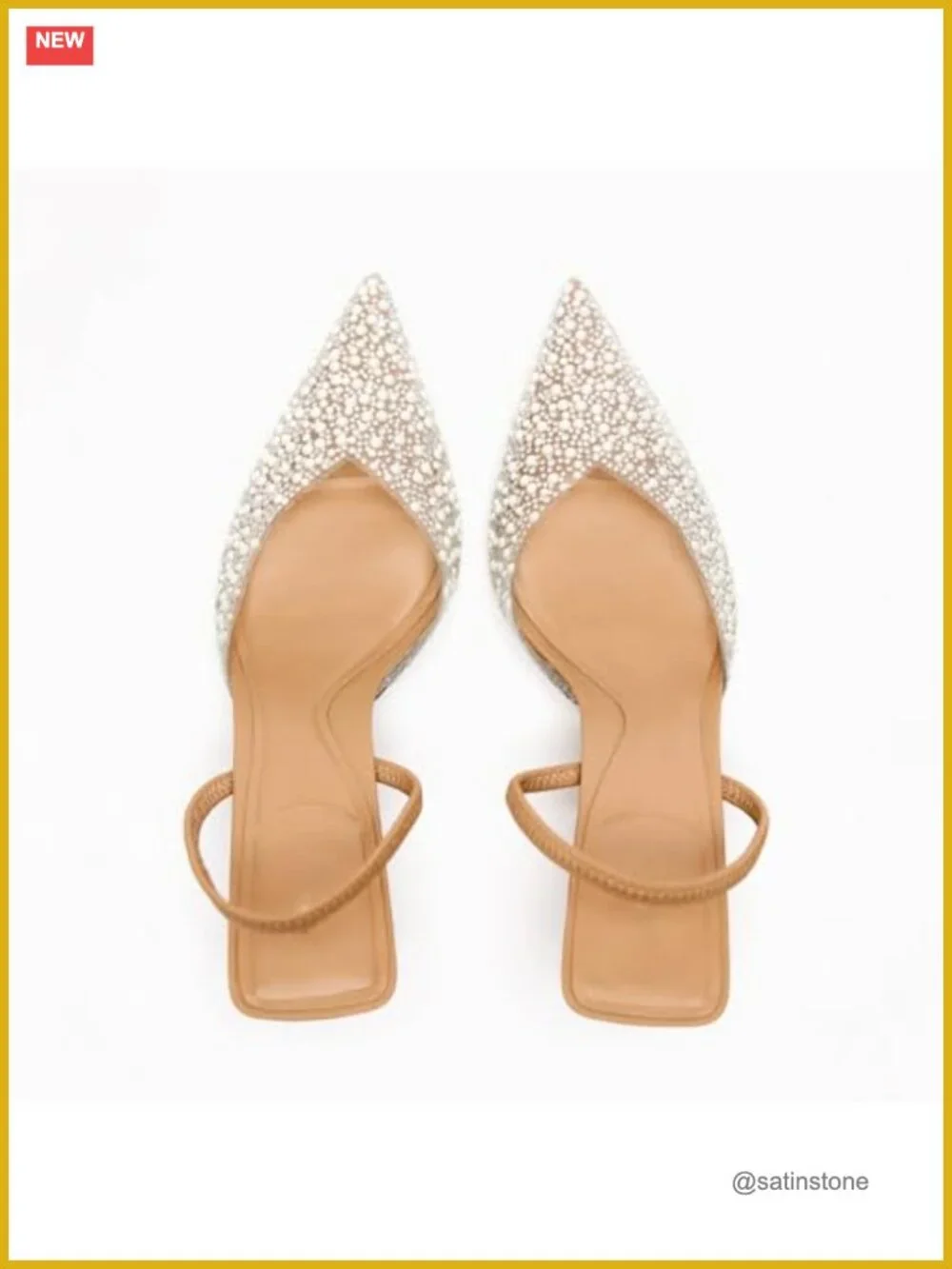 Pearl Rhinestone Clear Slingback Kitten Heel Pointed Toe Women's Wedding Party